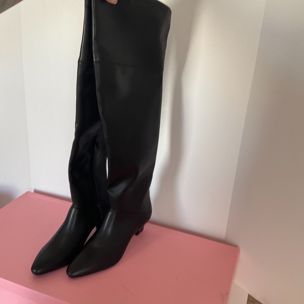 New Intentionally Blank x Anthropologie DELUCA 7 Black Soft‎ Leather Over Knee